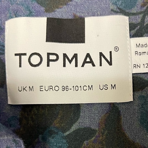 TOPMAN FLORAL BLUE DRESS SHIRT MEDIUM Mens Fashion Relaxed Casual - Picture 9 of 9